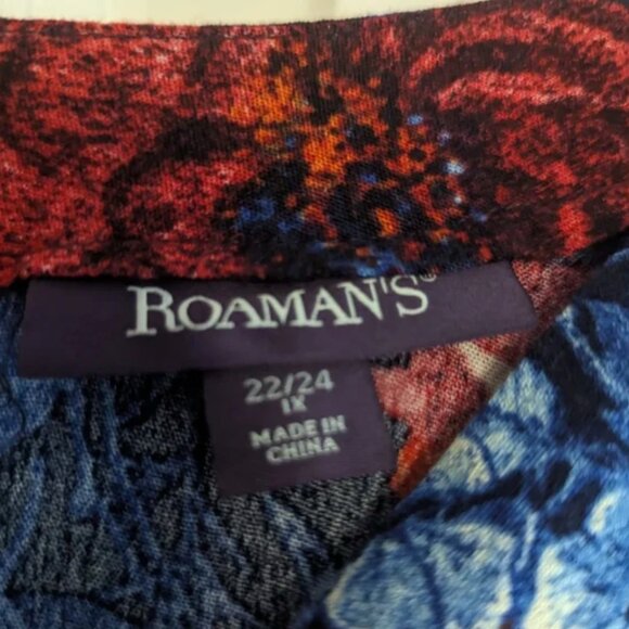 Roaman's Blue And Red Floral Maxi Dress Size 22/24 - Picture 4 of 7